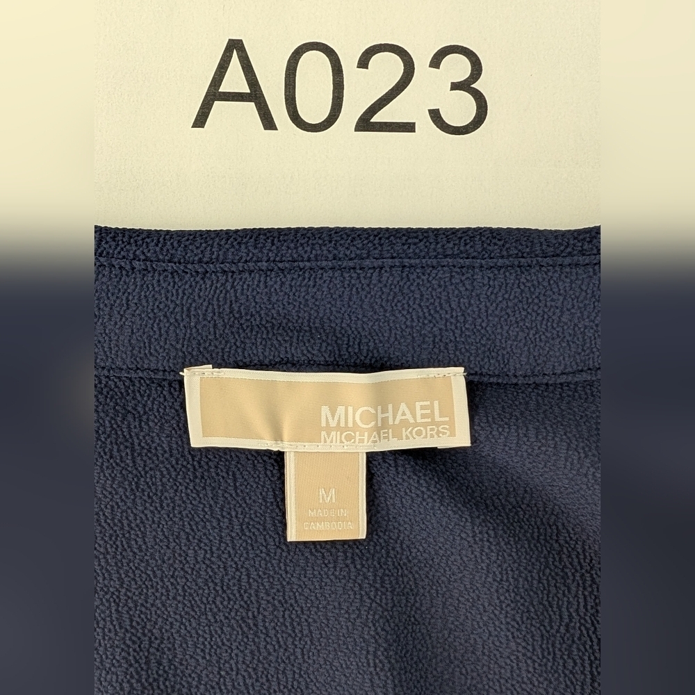 Michael Kors Blue Women's Top with Gold Accents Size M - Picture 11 of 11